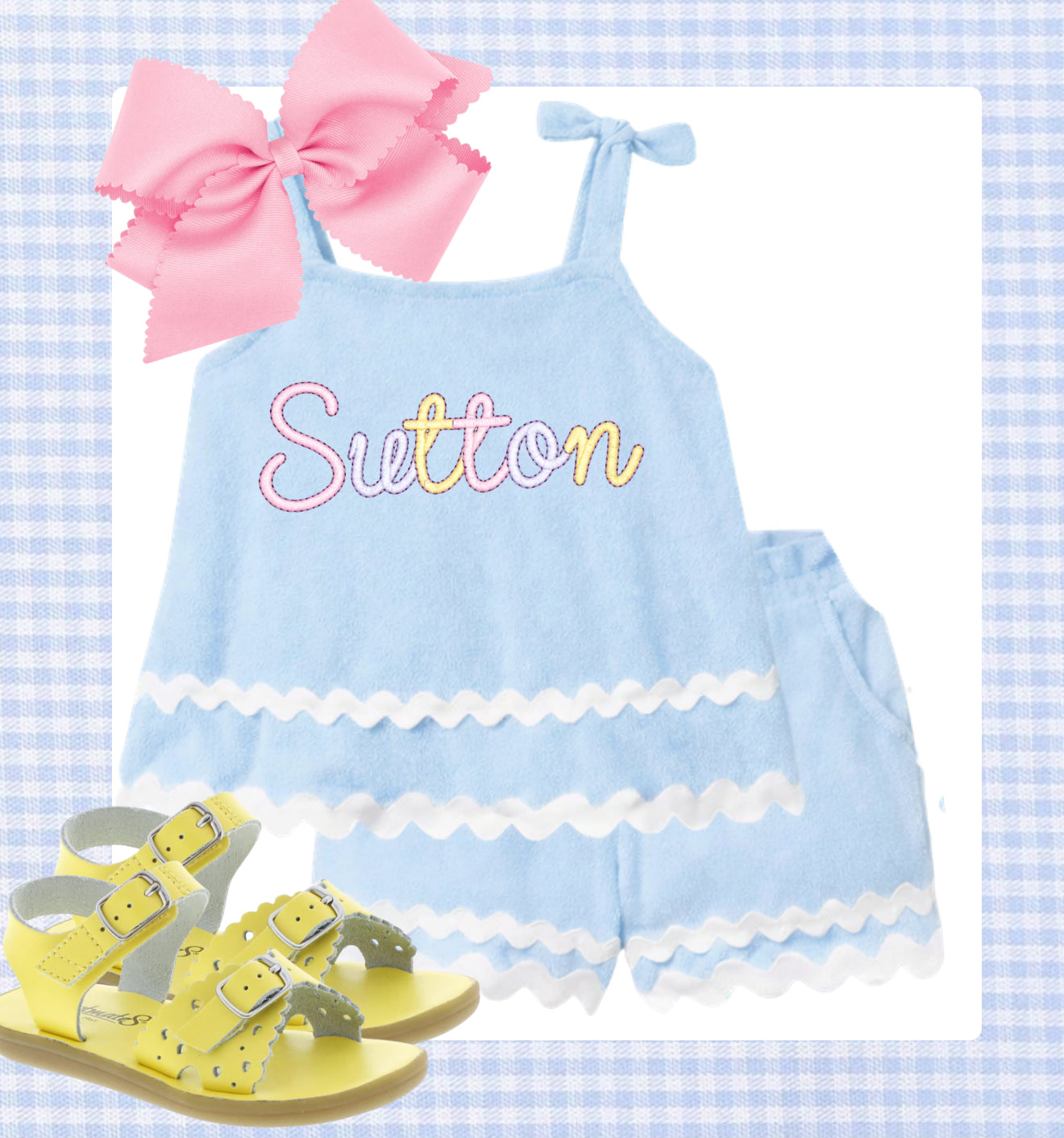 Blue Terry Ric Rac set