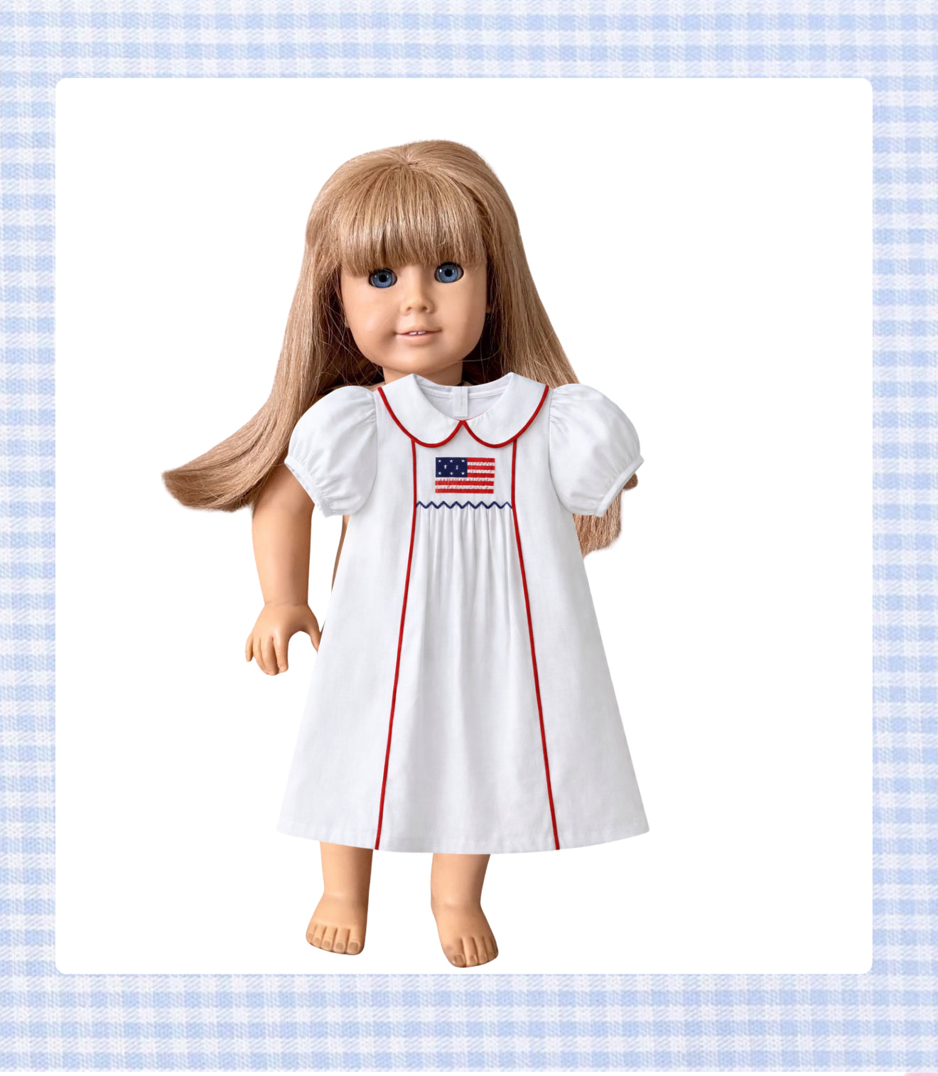 Doll smocked flag dress