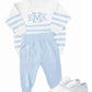 Blue and white knit organic cotton set