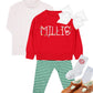 PREORDER green and white stripe leggings