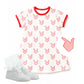 Red fan knit cotton dress