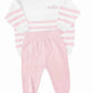 Pink and white organic cotton knit set