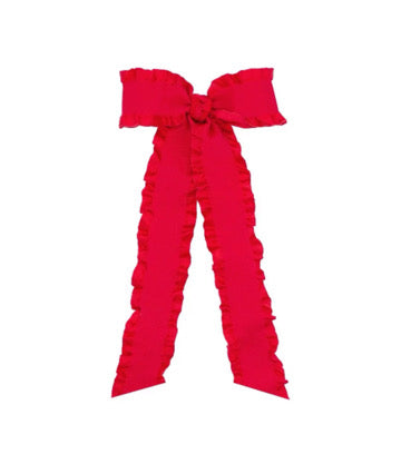Red ruffle long bow
