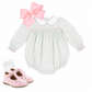 Girls sage green windowpane smocked bubble