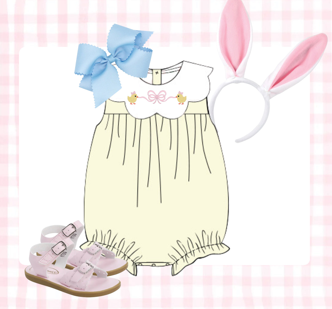 Girls pale yellow scallop collar bubble