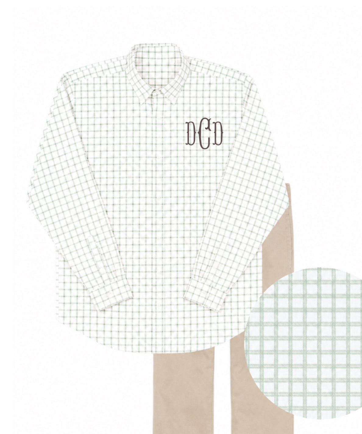 Boys long sleeve sage window pane shirt