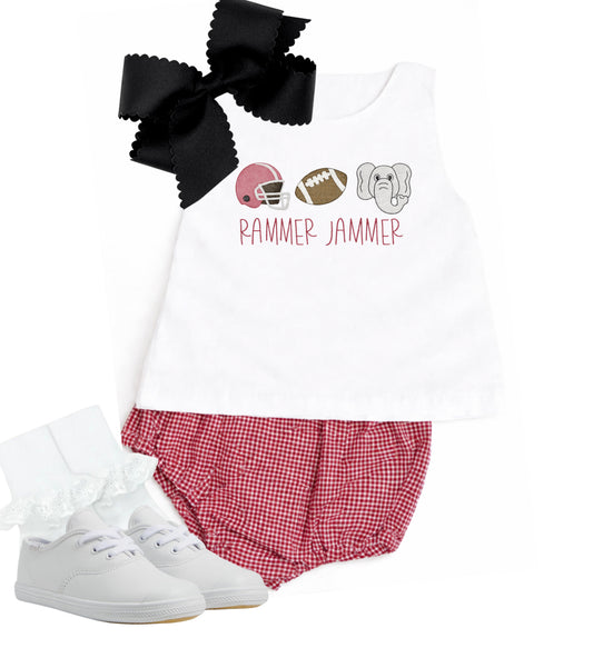 Garnet gingham diaper set