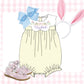 Girls pale yellow scallop collar bubble