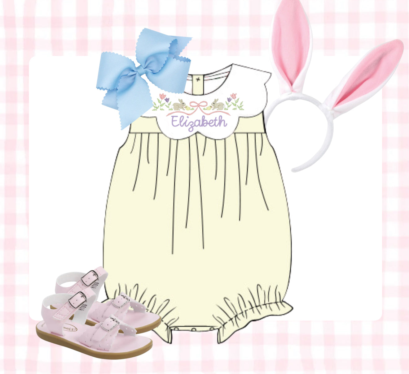Girls pale yellow scallop collar bubble
