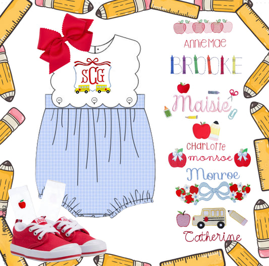 Girls scallop back to school bubble