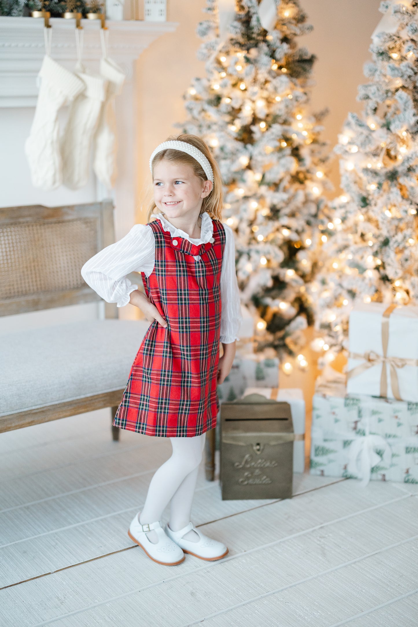 Girls plaid dress set