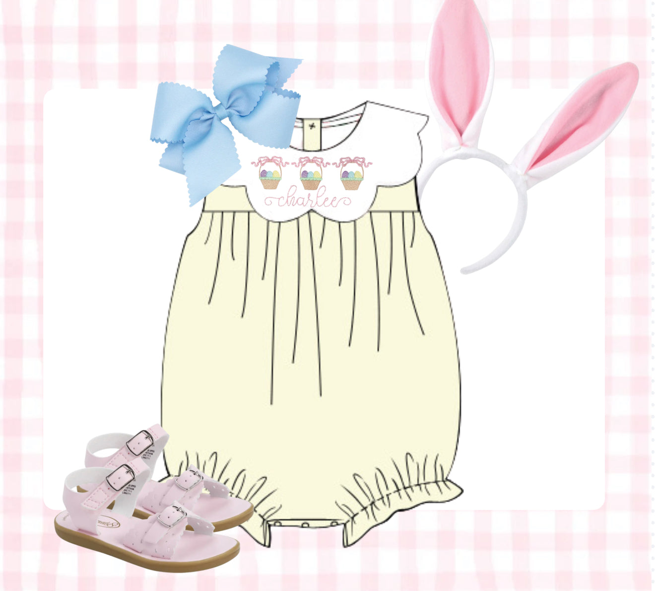 Girls pale yellow scallop collar bubble