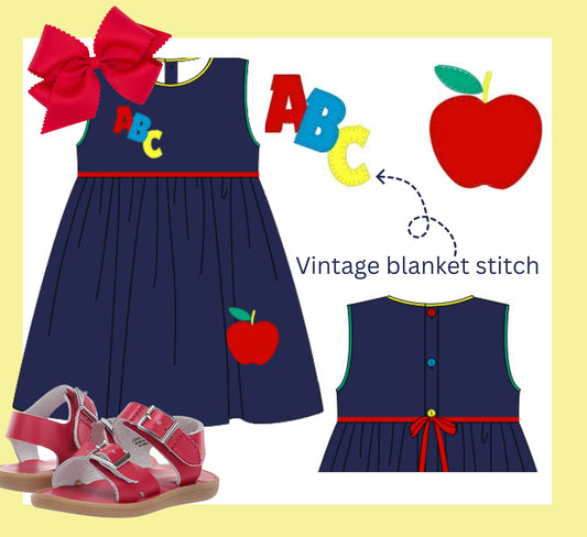 Girls vintage ABC back to school dress