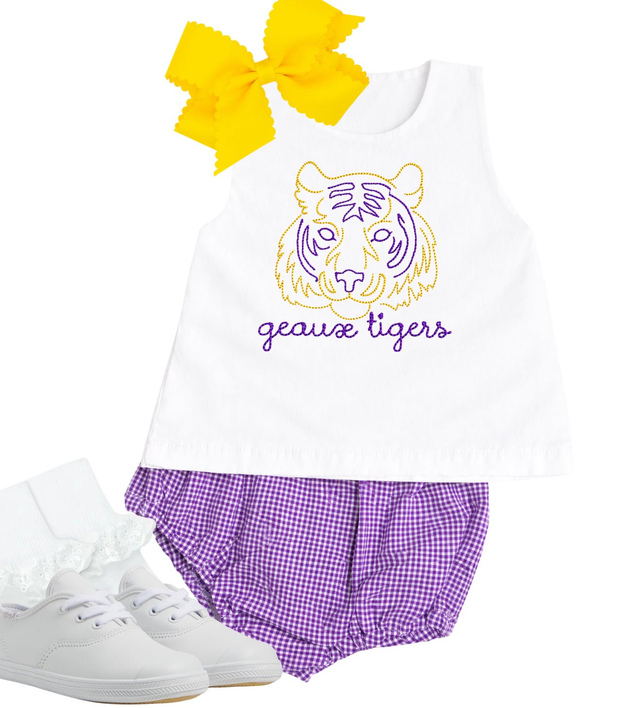 Purple gingham diaper set