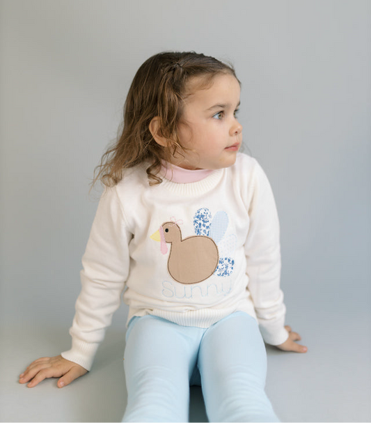 Girls turkey applique sweater