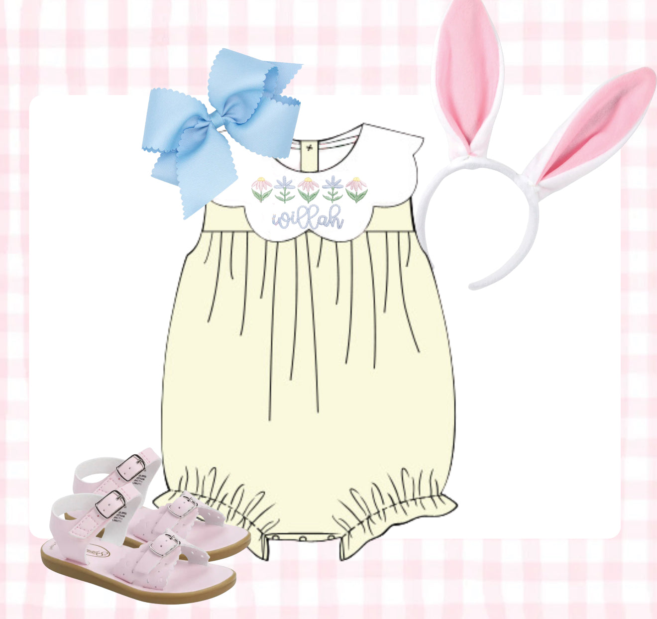 Girls pale yellow scallop collar bubble