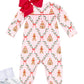 Knit gingerbread house romper