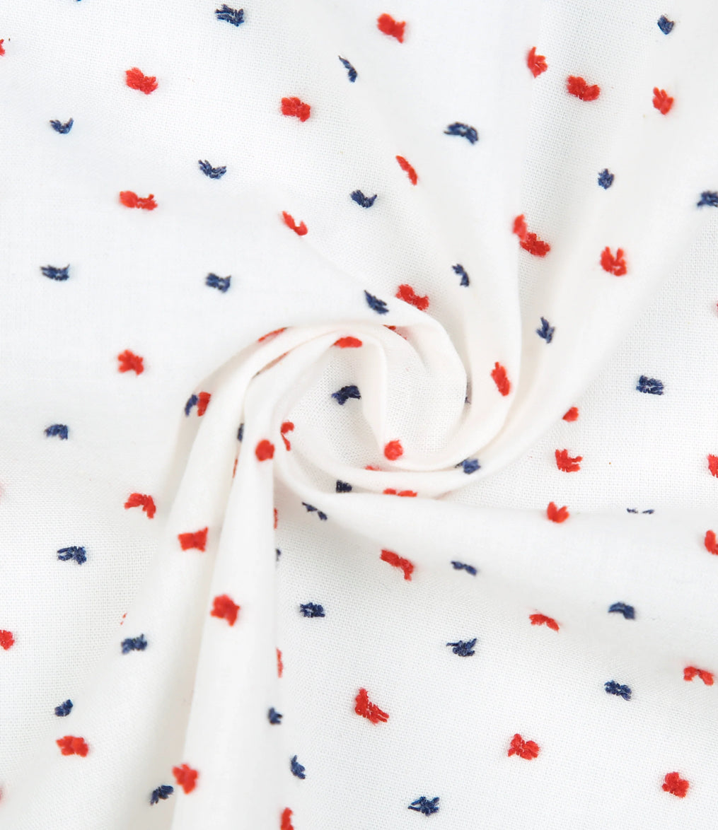 Red, white, and blue Swiss Dot Bonnet