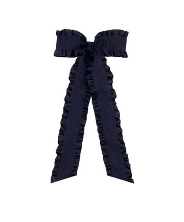 Navy ruffle long bow