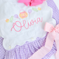 Lavender scallop gingham dress