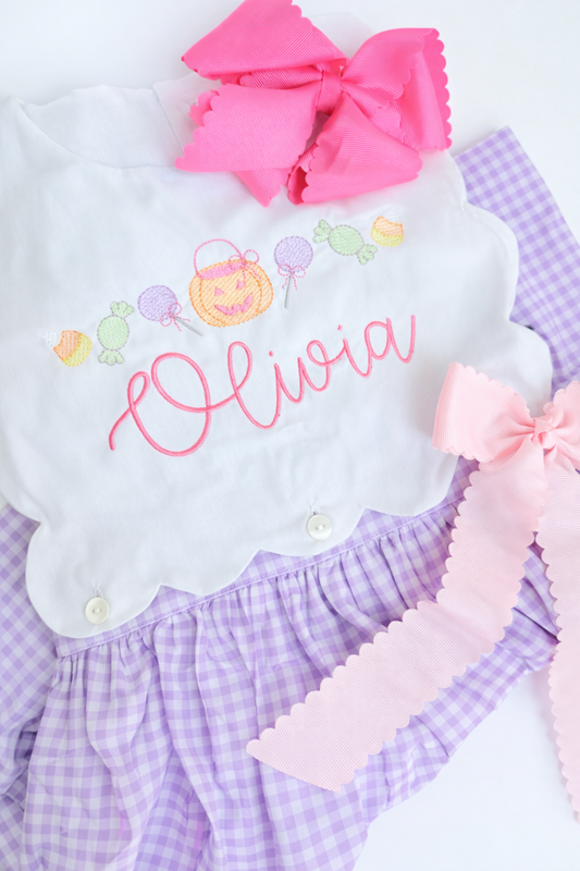 Lavender scallop gingham dress