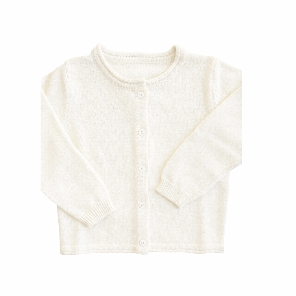 Cream white roll neck cardigan sweater