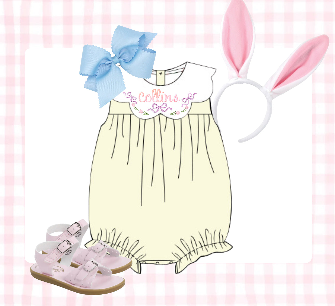 Girls pale yellow scallop collar bubble