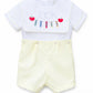 Boys bib pale yellow short set