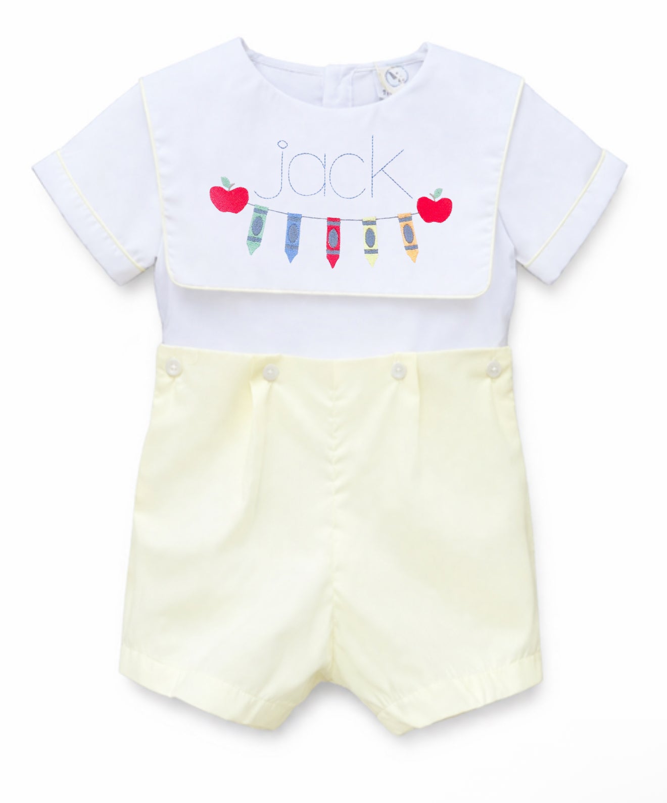 Boys bib pale yellow short set
