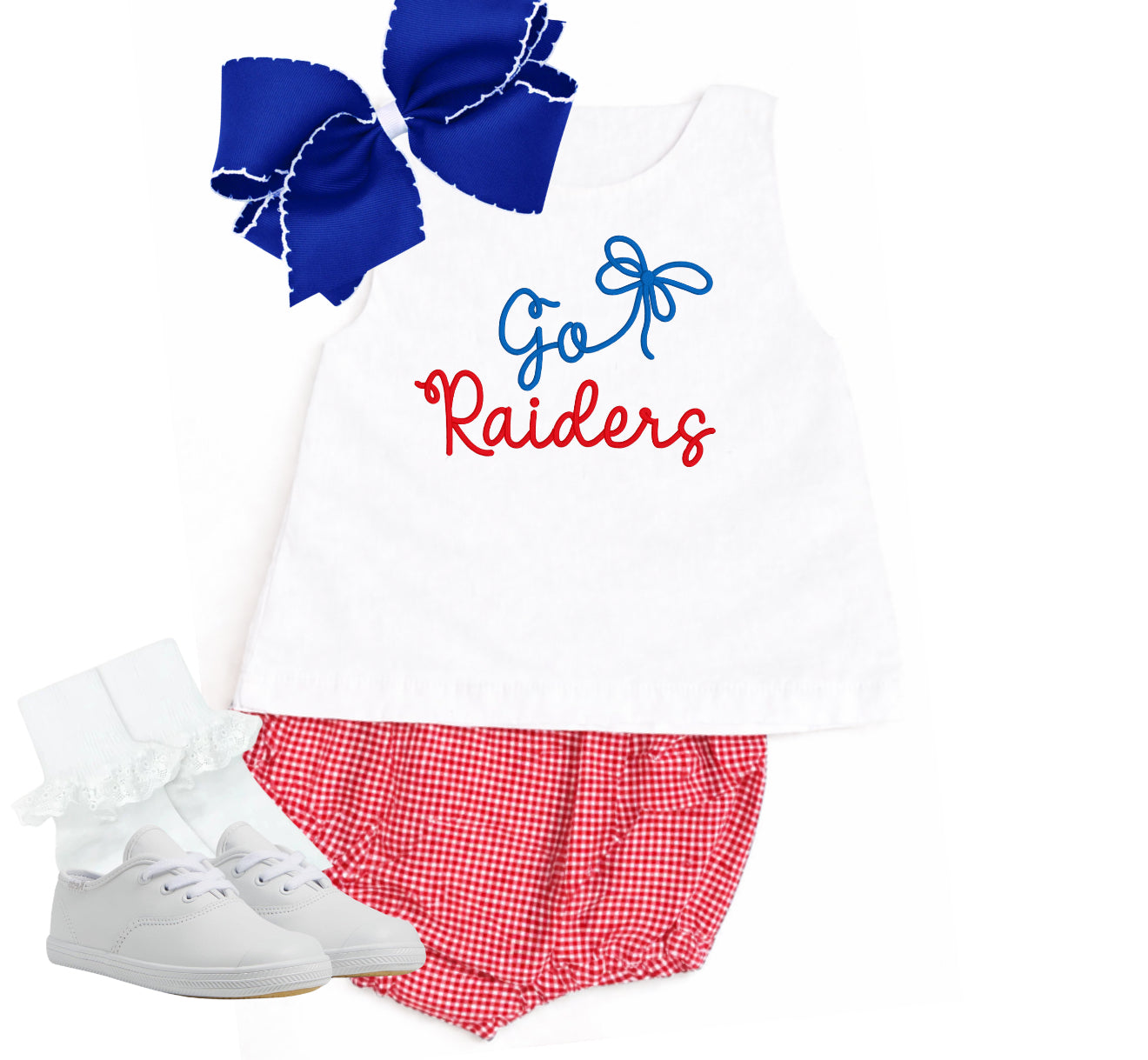 Red gingham diaper set