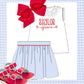 Blue gingham smocked skirt set