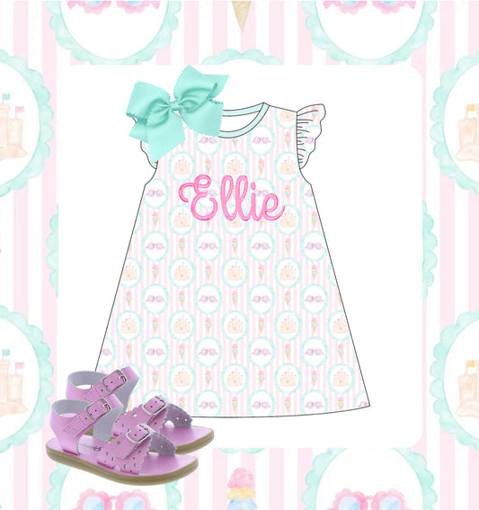 Girls knit cotton ice cream dress