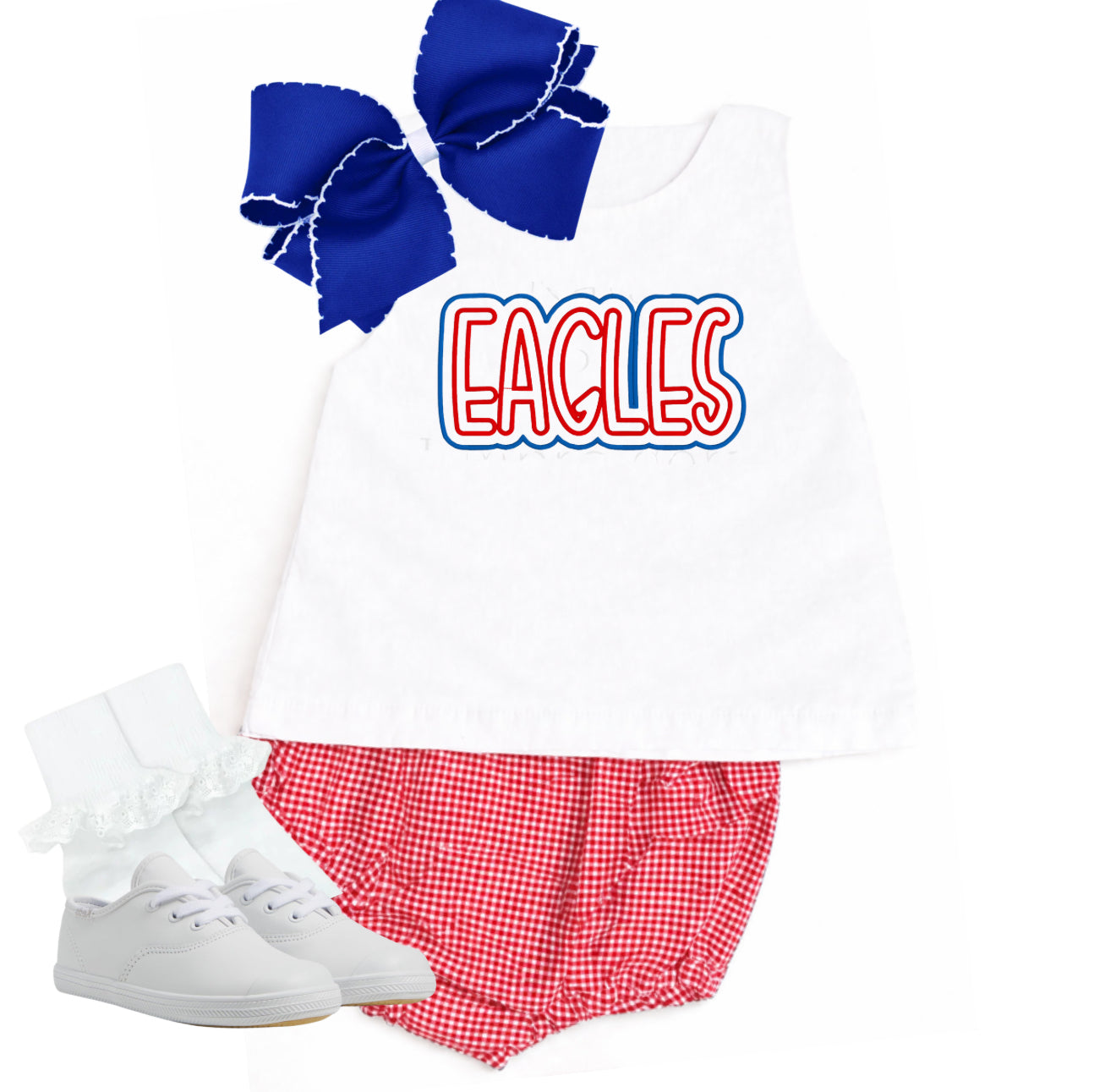 Red gingham diaper set