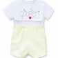 Boys bib pale yellow short set