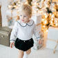 Green velvet boys monogram bubble