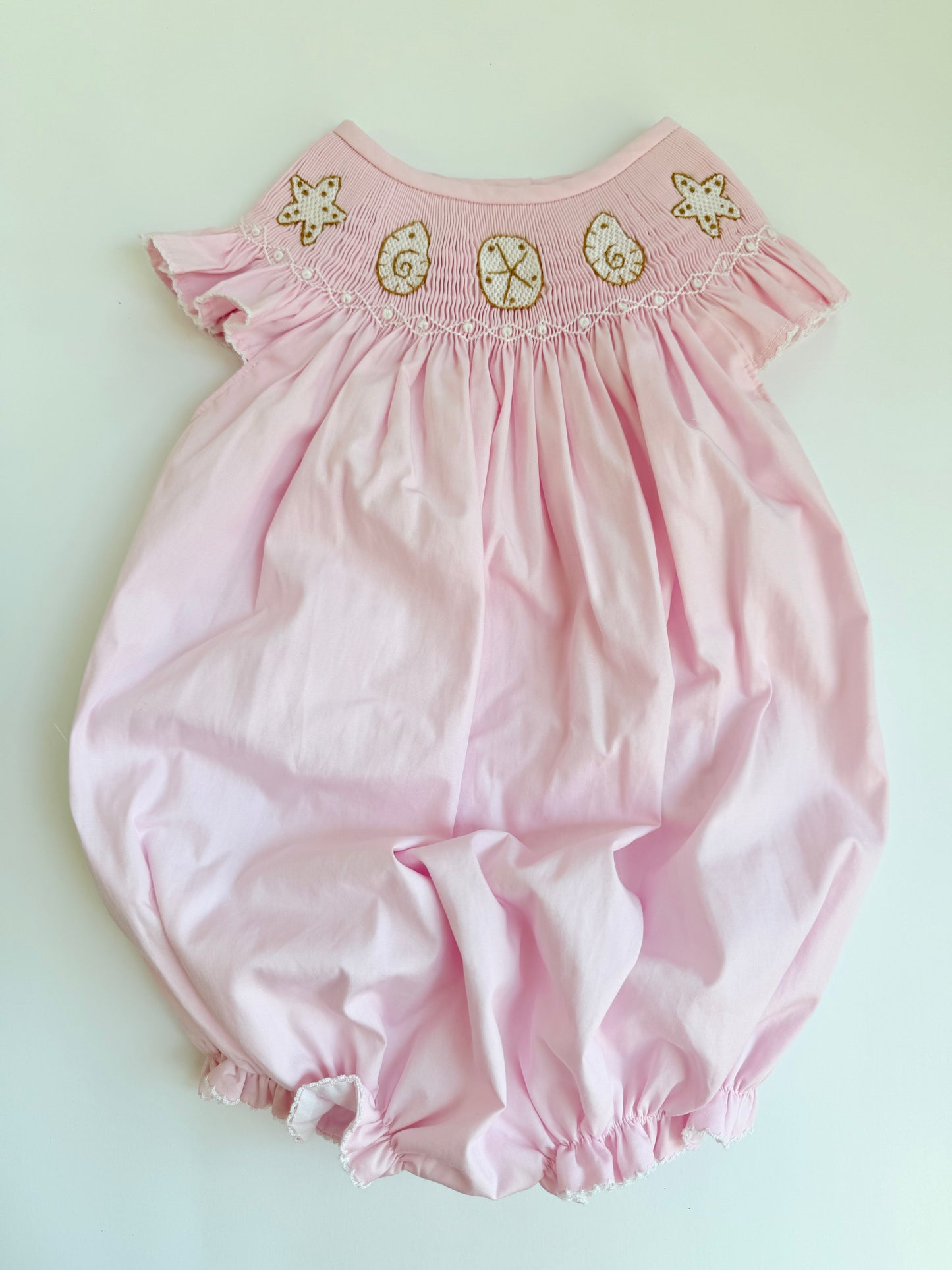 Pink smocked shell bubble