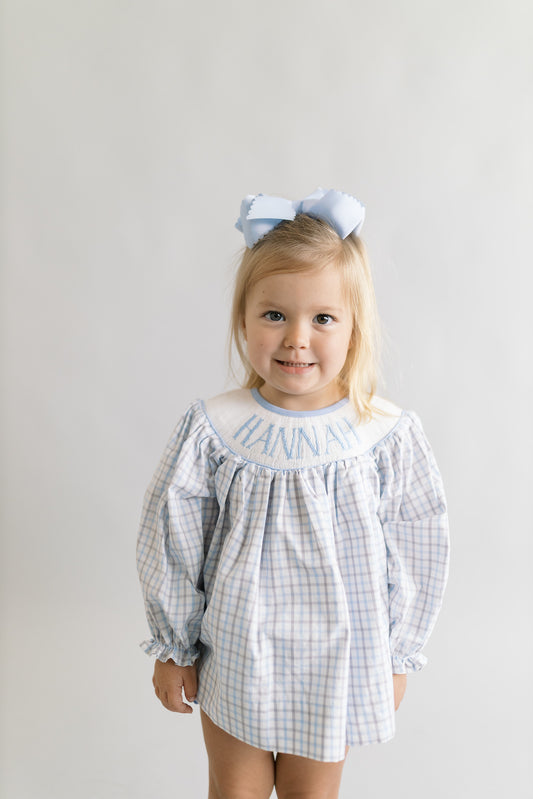 Blue and tan custom smock