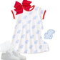 Blue bird knit cotton dress