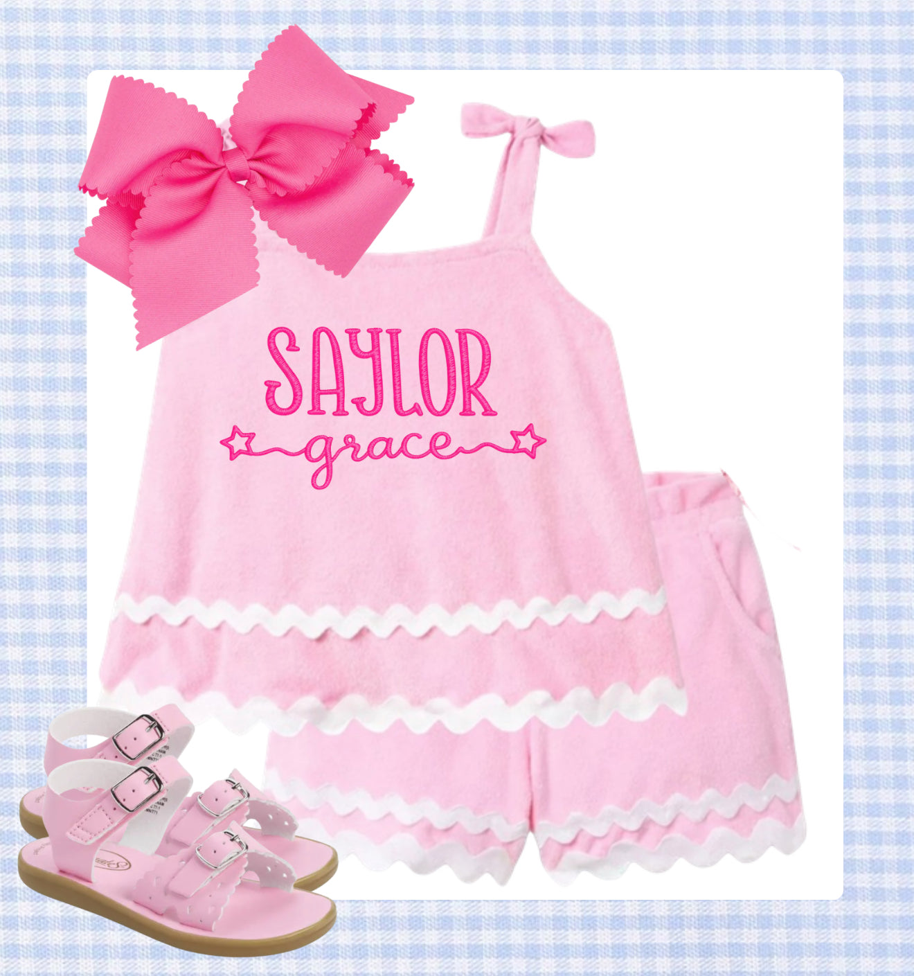 Pink Terry Ric Rac set