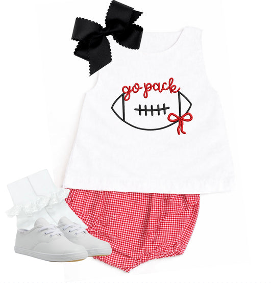 Red gingham diaper set