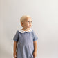 Boys navy gingham french knot bubble