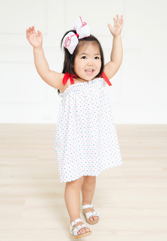Red, White, and Blue Swiss dot dress