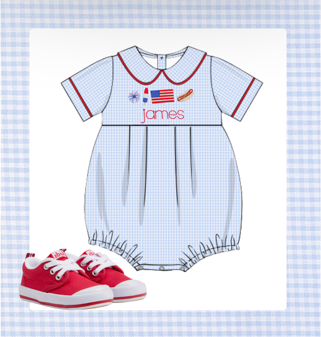 Light blue gingham bubble