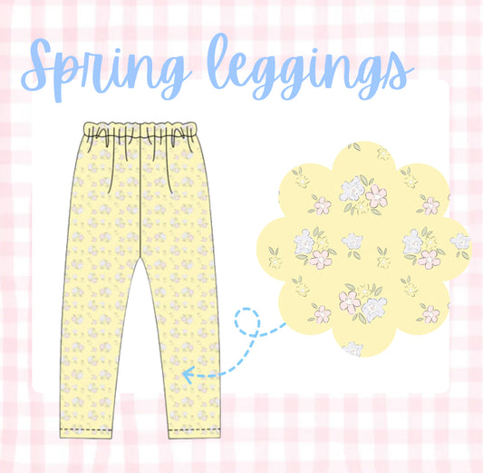 Yellow spring floral leggings