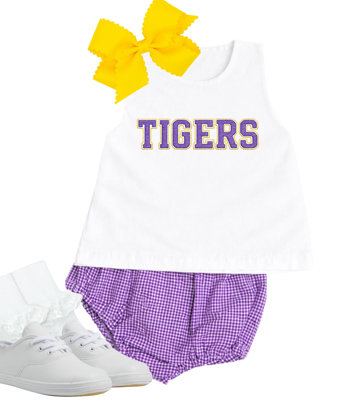 Purple gingham diaper set